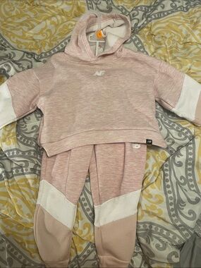 New Balance Blush Pink & White Hoodie and Joggers Set
